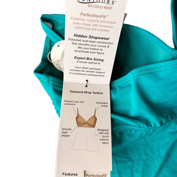 NWT CONTOURS BY COCO REEF DIAMOND WRAP BRA SIZED TANKINI TOP - Picture 5 of 5